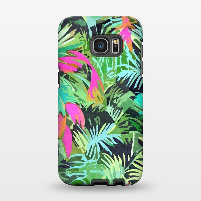 Galaxy S7 EDGE StrongFit Tropical Jungle, Botanical Nature Plants, Palm Forest Bohemian Watercolor, Modern Wild Painting by Uma Prabhakar Gokhale