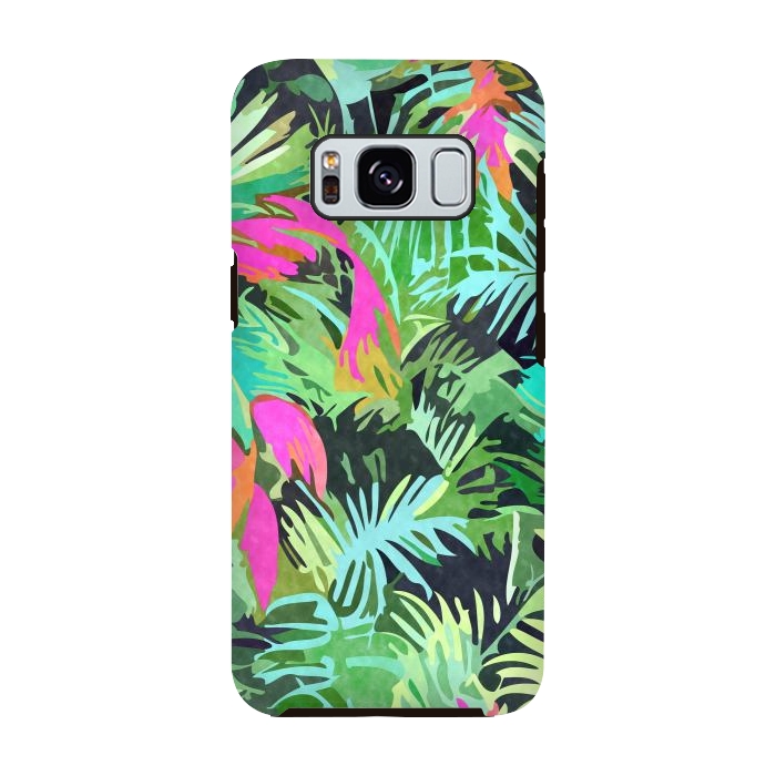 Galaxy S8 StrongFit Tropical Jungle, Botanical Nature Plants, Palm Forest Bohemian Watercolor, Modern Wild Painting by Uma Prabhakar Gokhale
