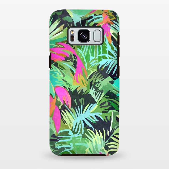 Galaxy S8 plus StrongFit Tropical Jungle, Botanical Nature Plants, Palm Forest Bohemian Watercolor, Modern Wild Painting by Uma Prabhakar Gokhale
