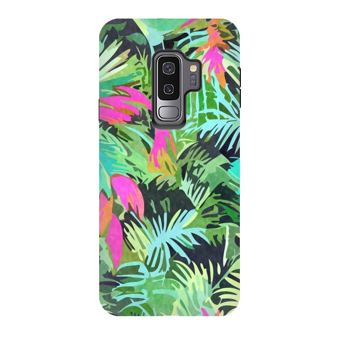Galaxy S9 plus StrongFit Tropical Jungle, Botanical Nature Plants, Palm Forest Bohemian Watercolor, Modern Wild Painting by Uma Prabhakar Gokhale