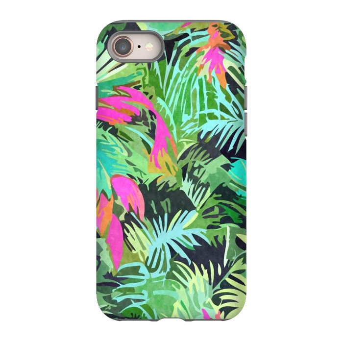 iPhone 8 StrongFit Tropical Jungle, Botanical Nature Plants, Palm Forest Bohemian Watercolor, Modern Wild Painting by Uma Prabhakar Gokhale