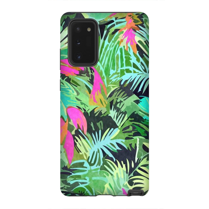 Galaxy Note 20 StrongFit Tropical Jungle, Botanical Nature Plants, Palm Forest Bohemian Watercolor, Modern Wild Painting by Uma Prabhakar Gokhale
