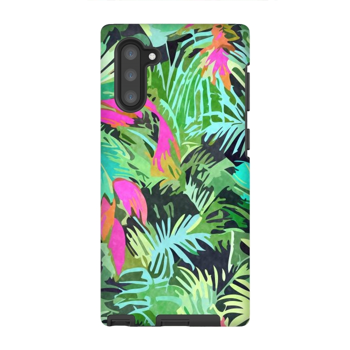 Galaxy Note 10 StrongFit Tropical Jungle, Botanical Nature Plants, Palm Forest Bohemian Watercolor, Modern Wild Painting by Uma Prabhakar Gokhale
