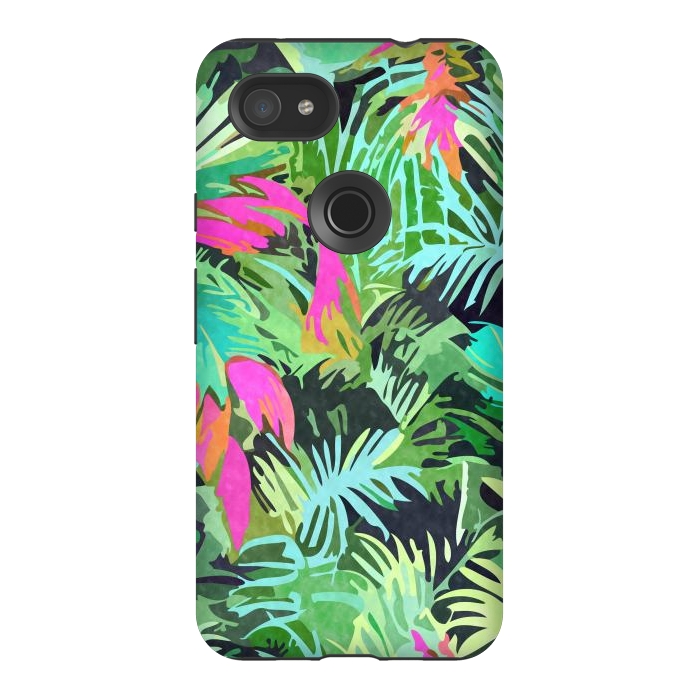 Pixel 3AXL StrongFit Tropical Jungle, Botanical Nature Plants, Palm Forest Bohemian Watercolor, Modern Wild Painting by Uma Prabhakar Gokhale