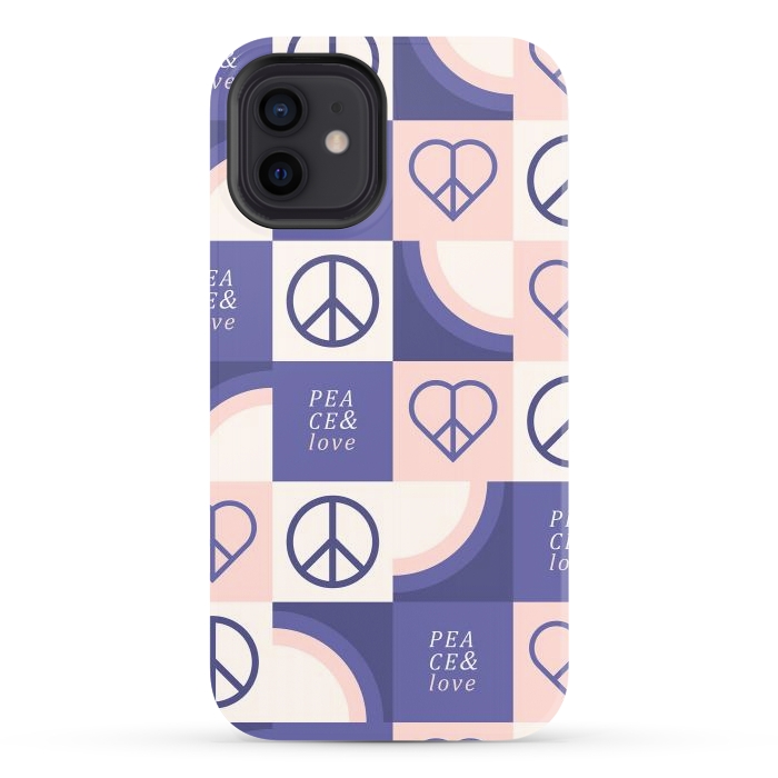 iPhone 12 StrongFit Peace & Love Pattern by ArtPrInk