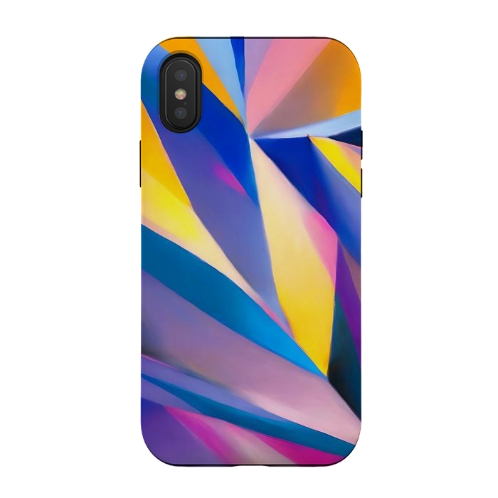 iPhone Xs / X StrongFit Painted Thoughts, Abstract Geometric Painting, Eclectic Maximalist Bohemian Shapes by Uma Prabhakar Gokhale