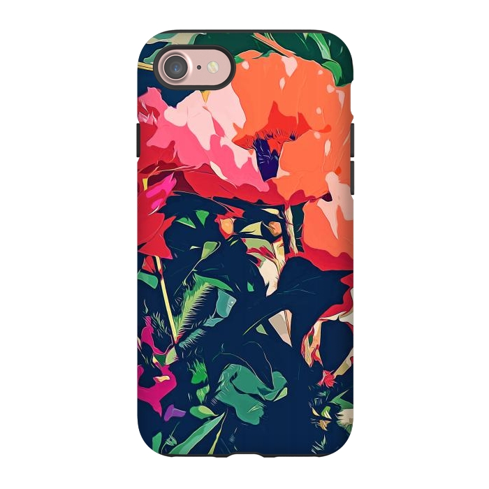 iPhone 7 StrongFit Where Darkness Blooms, Dark Floral Botanical Painting, Eclectic Blush Plants Garden Nature Flowers by Uma Prabhakar Gokhale