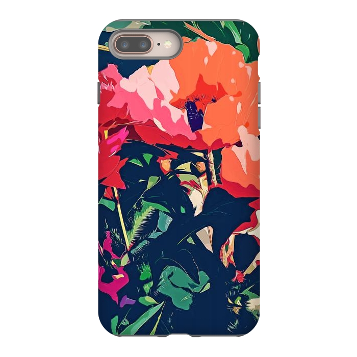 iPhone 7 plus StrongFit Where Darkness Blooms, Dark Floral Botanical Painting, Eclectic Blush Plants Garden Nature Flowers by Uma Prabhakar Gokhale
