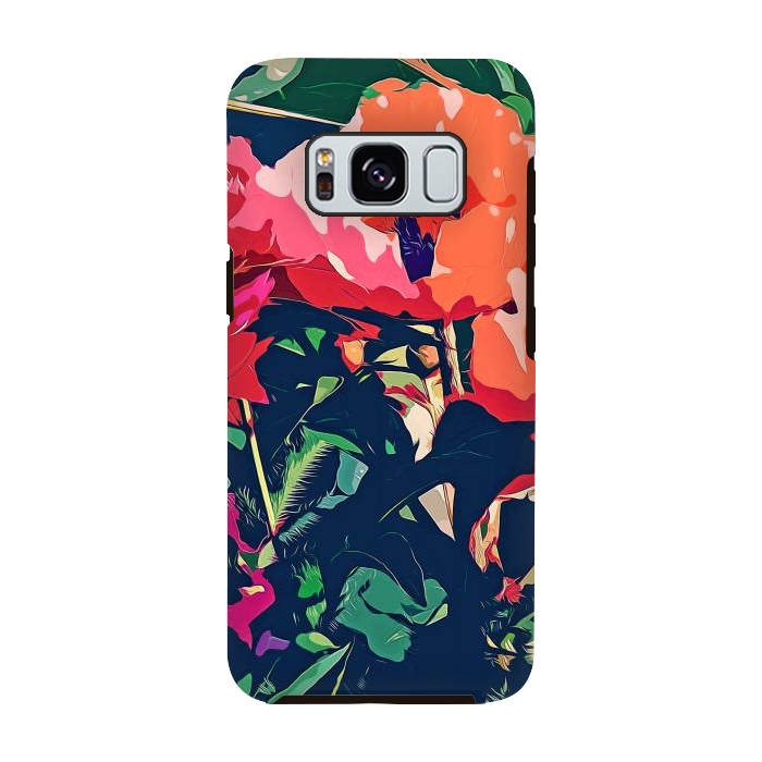 Galaxy S8 StrongFit Where Darkness Blooms, Dark Floral Botanical Painting, Eclectic Blush Plants Garden Nature Flowers by Uma Prabhakar Gokhale