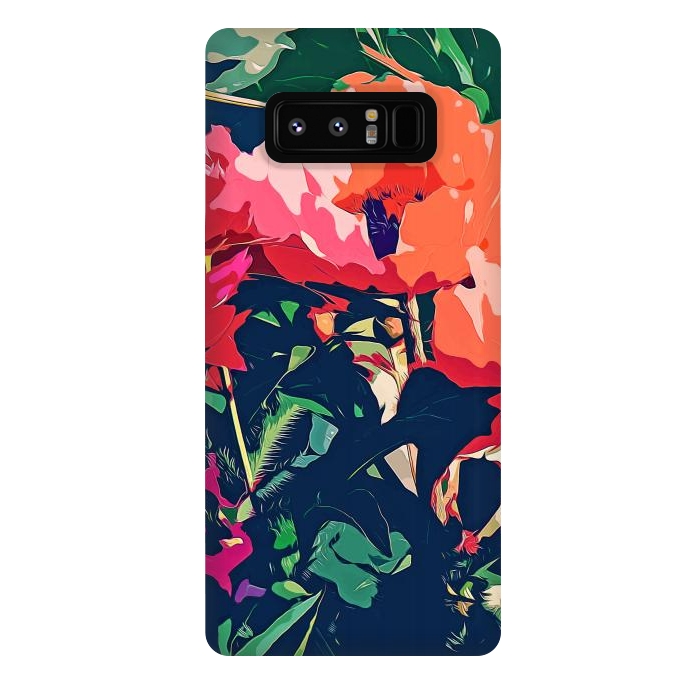 Galaxy Note 8 StrongFit Where Darkness Blooms, Dark Floral Botanical Painting, Eclectic Blush Plants Garden Nature Flowers by Uma Prabhakar Gokhale