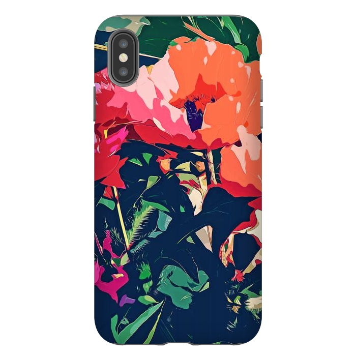 iPhone Xs Max StrongFit Where Darkness Blooms, Dark Floral Botanical Painting, Eclectic Blush Plants Garden Nature Flowers by Uma Prabhakar Gokhale