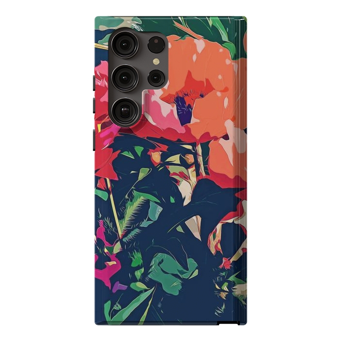 Galaxy S23 Ultra StrongFit Where Darkness Blooms, Dark Floral Botanical Painting, Eclectic Blush Plants Garden Nature Flowers by Uma Prabhakar Gokhale