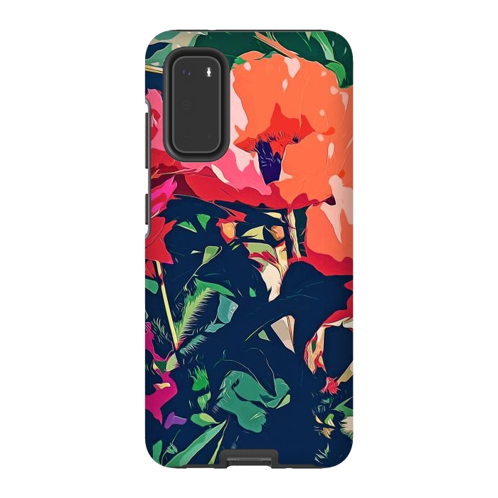 Galaxy S20 StrongFit Where Darkness Blooms, Dark Floral Botanical Painting, Eclectic Blush Plants Garden Nature Flowers by Uma Prabhakar Gokhale