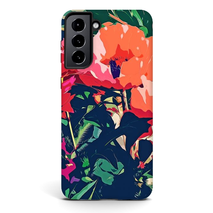 Galaxy S21 plus StrongFit Where Darkness Blooms, Dark Floral Botanical Painting, Eclectic Blush Plants Garden Nature Flowers by Uma Prabhakar Gokhale