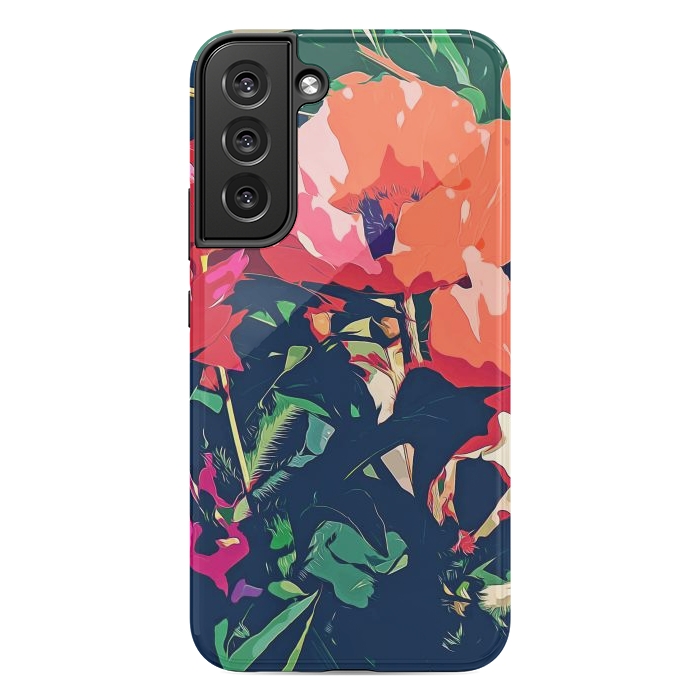 Galaxy S22 plus StrongFit Where Darkness Blooms, Dark Floral Botanical Painting, Eclectic Blush Plants Garden Nature Flowers by Uma Prabhakar Gokhale