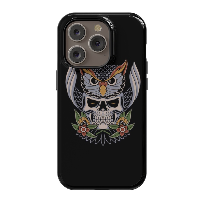 iPhone 14 Pro StrongFit Owl Skull 1 by Afif Quilimo
