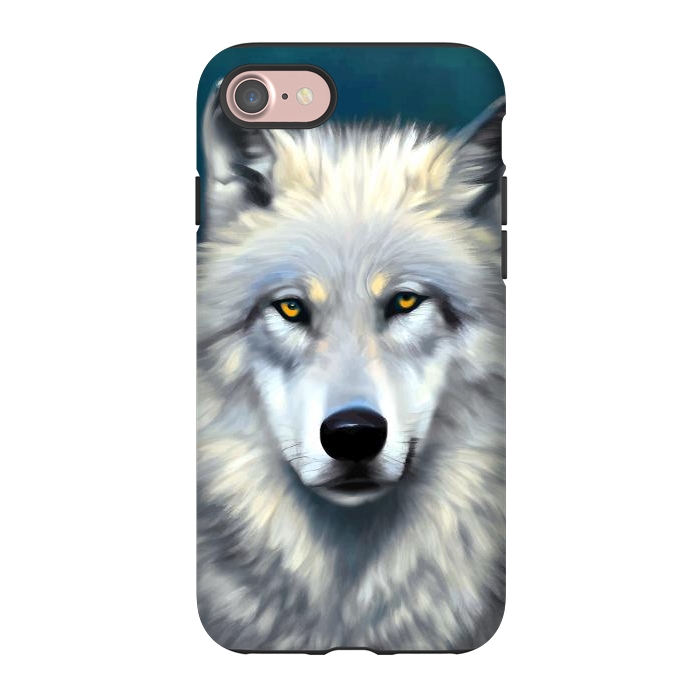 iPhone 7 StrongFit The Wolf, Animal Portrait Painting, Wildlife Forest Jungle Dog, Mystery Eclectic Rustic by Uma Prabhakar Gokhale