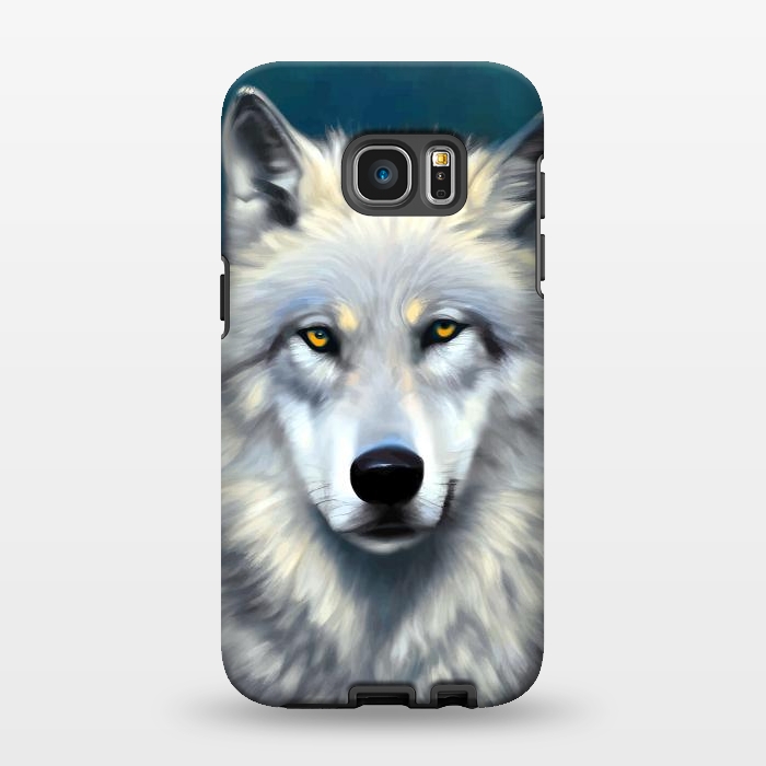 Galaxy S7 EDGE StrongFit The Wolf, Animal Portrait Painting, Wildlife Forest Jungle Dog, Mystery Eclectic Rustic by Uma Prabhakar Gokhale