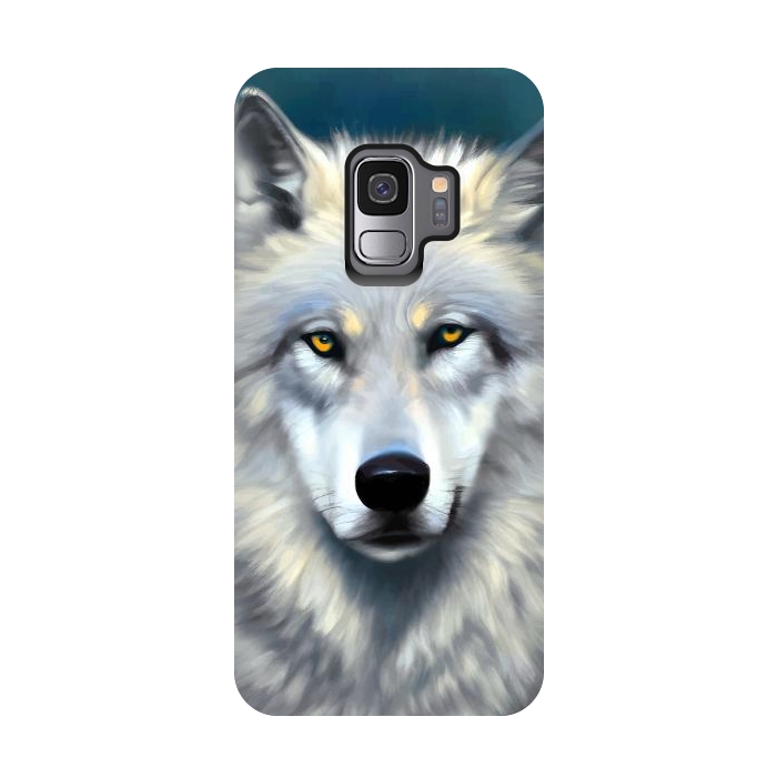 Galaxy S9 StrongFit The Wolf, Animal Portrait Painting, Wildlife Forest Jungle Dog, Mystery Eclectic Rustic by Uma Prabhakar Gokhale