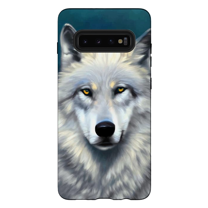 Galaxy S10 plus StrongFit The Wolf, Animal Portrait Painting, Wildlife Forest Jungle Dog, Mystery Eclectic Rustic by Uma Prabhakar Gokhale