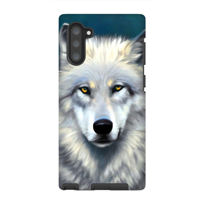 Galaxy Note 10 StrongFit The Wolf, Animal Portrait Painting, Wildlife Forest Jungle Dog, Mystery Eclectic Rustic by Uma Prabhakar Gokhale