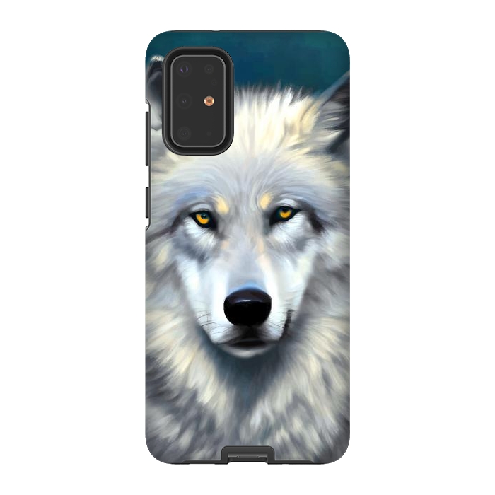 Galaxy S20 Plus StrongFit The Wolf, Animal Portrait Painting, Wildlife Forest Jungle Dog, Mystery Eclectic Rustic by Uma Prabhakar Gokhale