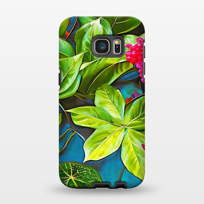 Galaxy S7 EDGE StrongFit Bloom Like Never Before, Botanical Nature Jungle Plants, Bohemian Floral Blossom Forest Painting by Uma Prabhakar Gokhale