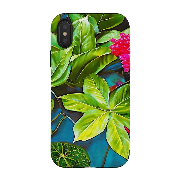 iPhone Xs / X StrongFit Bloom Like Never Before, Botanical Nature Jungle Plants, Bohemian Floral Blossom Forest Painting by Uma Prabhakar Gokhale