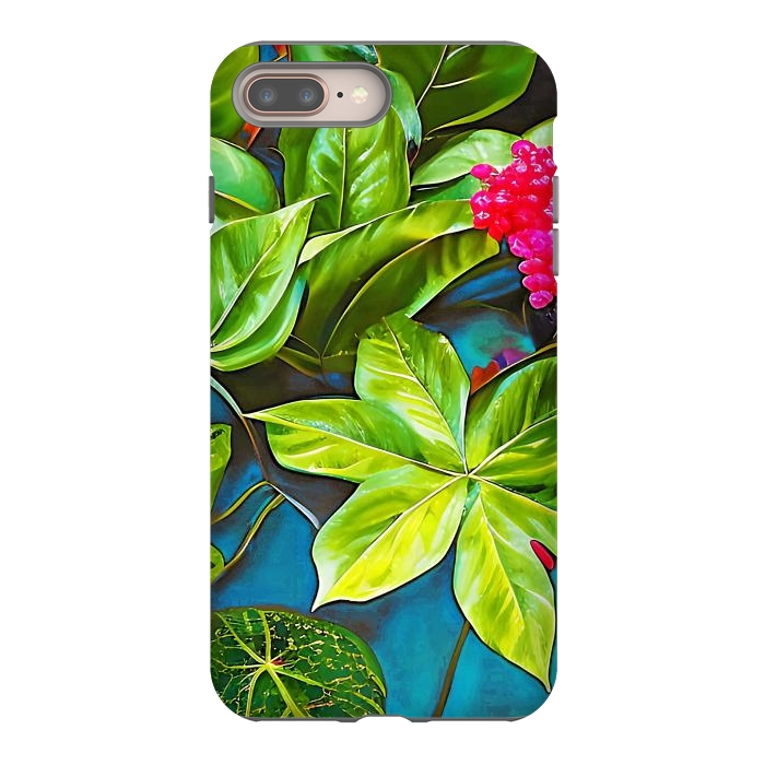 iPhone 8 plus StrongFit Bloom Like Never Before, Botanical Nature Jungle Plants, Bohemian Floral Blossom Forest Painting by Uma Prabhakar Gokhale