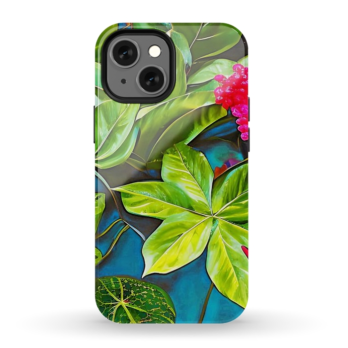 iPhone 12 mini StrongFit Bloom Like Never Before, Botanical Nature Jungle Plants, Bohemian Floral Blossom Forest Painting by Uma Prabhakar Gokhale