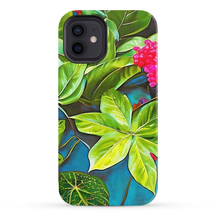 iPhone 12 StrongFit Bloom Like Never Before, Botanical Nature Jungle Plants, Bohemian Floral Blossom Forest Painting by Uma Prabhakar Gokhale