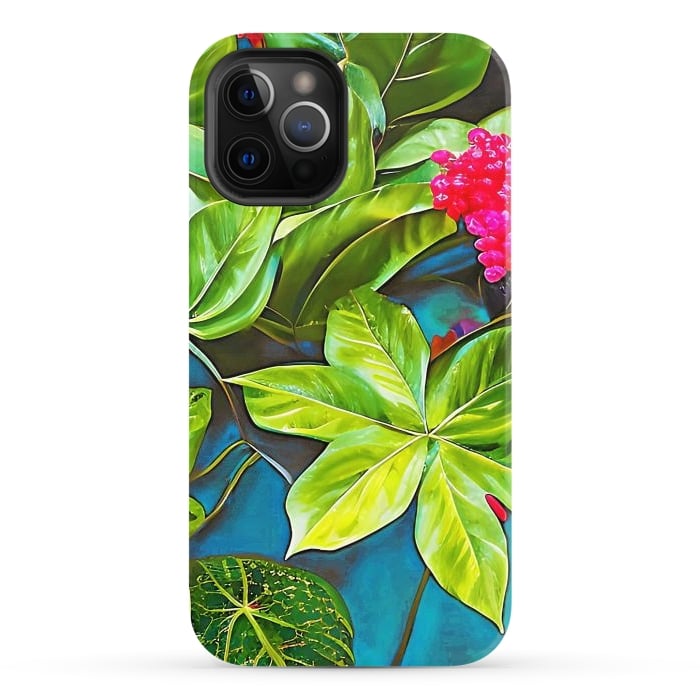 iPhone 12 Pro StrongFit Bloom Like Never Before, Botanical Nature Jungle Plants, Bohemian Floral Blossom Forest Painting by Uma Prabhakar Gokhale
