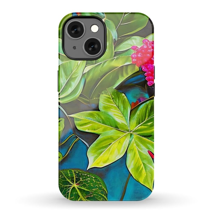 iPhone 13 StrongFit Bloom Like Never Before, Botanical Nature Jungle Plants, Bohemian Floral Blossom Forest Painting by Uma Prabhakar Gokhale