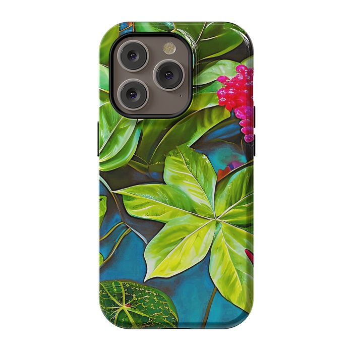 iPhone 14 Pro StrongFit Bloom Like Never Before, Botanical Nature Jungle Plants, Bohemian Floral Blossom Forest Painting by Uma Prabhakar Gokhale