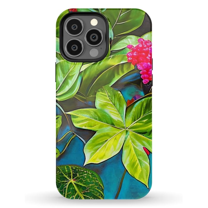 iPhone 13 Pro Max StrongFit Bloom Like Never Before, Botanical Nature Jungle Plants, Bohemian Floral Blossom Forest Painting by Uma Prabhakar Gokhale