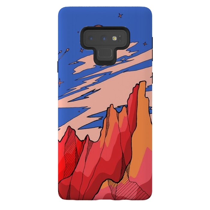 Galaxy Note 9 StrongFit Blossom red mountain  by Steve Wade (Swade)