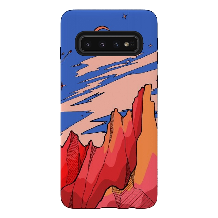 Galaxy S10 StrongFit Blossom red mountain  by Steve Wade (Swade)