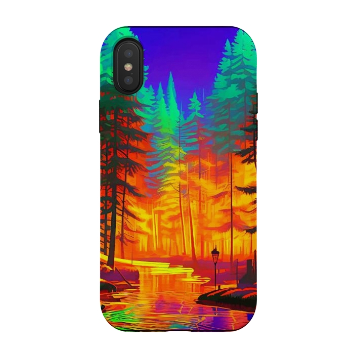 iPhone Xs / X StrongFit The Neon Mirage, Forest Trees Nature, Eclectic Electric Pop Art, Colorful Bright Contemporary Modern by Uma Prabhakar Gokhale