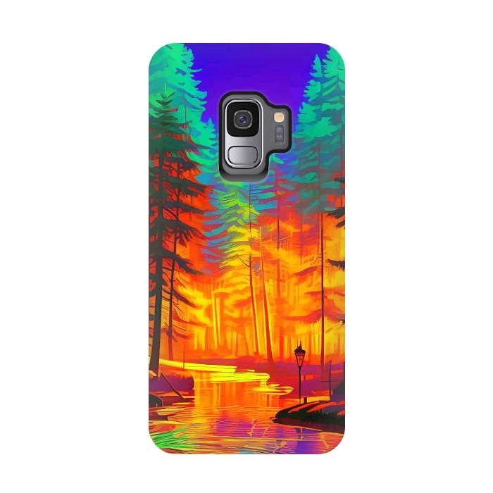 Galaxy S9 StrongFit The Neon Mirage, Forest Trees Nature, Eclectic Electric Pop Art, Colorful Bright Contemporary Modern by Uma Prabhakar Gokhale