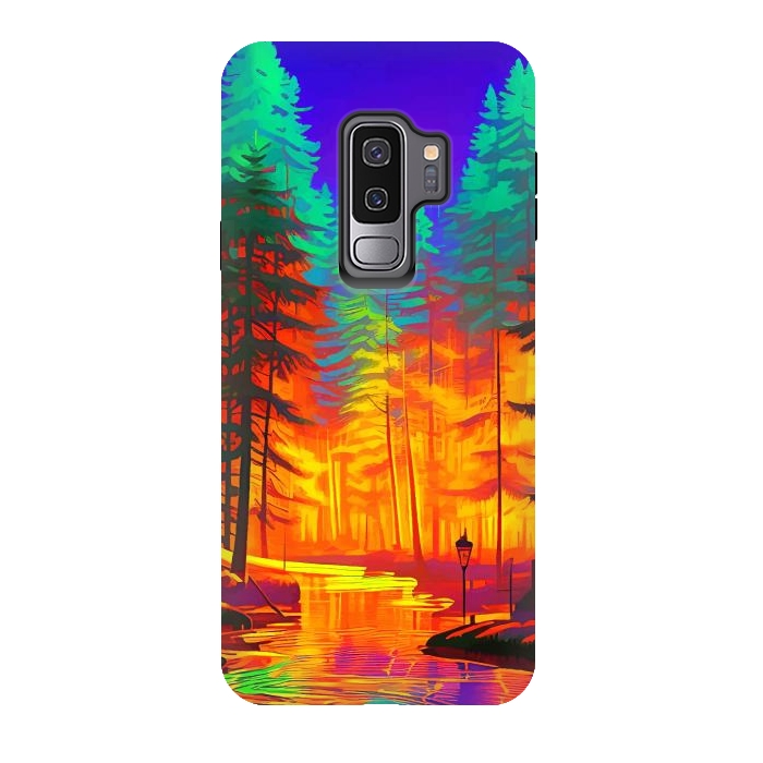 Galaxy S9 plus StrongFit The Neon Mirage, Forest Trees Nature, Eclectic Electric Pop Art, Colorful Bright Contemporary Modern by Uma Prabhakar Gokhale