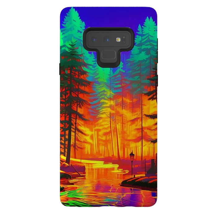 Galaxy Note 9 StrongFit The Neon Mirage, Forest Trees Nature, Eclectic Electric Pop Art, Colorful Bright Contemporary Modern by Uma Prabhakar Gokhale