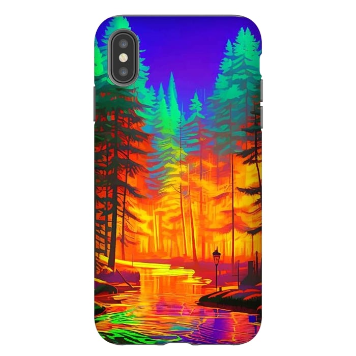 iPhone Xs Max StrongFit The Neon Mirage, Forest Trees Nature, Eclectic Electric Pop Art, Colorful Bright Contemporary Modern by Uma Prabhakar Gokhale