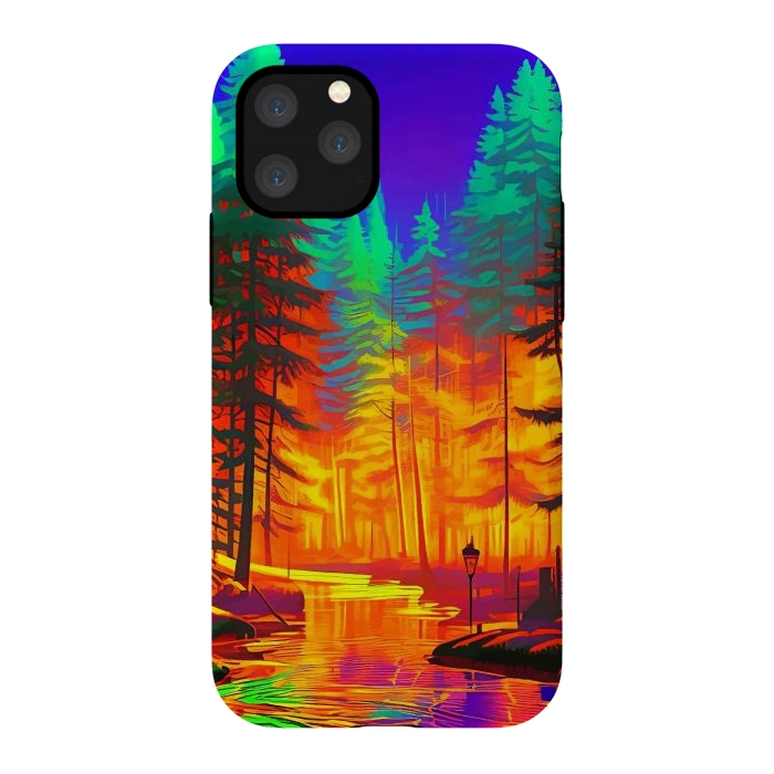iPhone 11 Pro StrongFit The Neon Mirage, Forest Trees Nature, Eclectic Electric Pop Art, Colorful Bright Contemporary Modern by Uma Prabhakar Gokhale