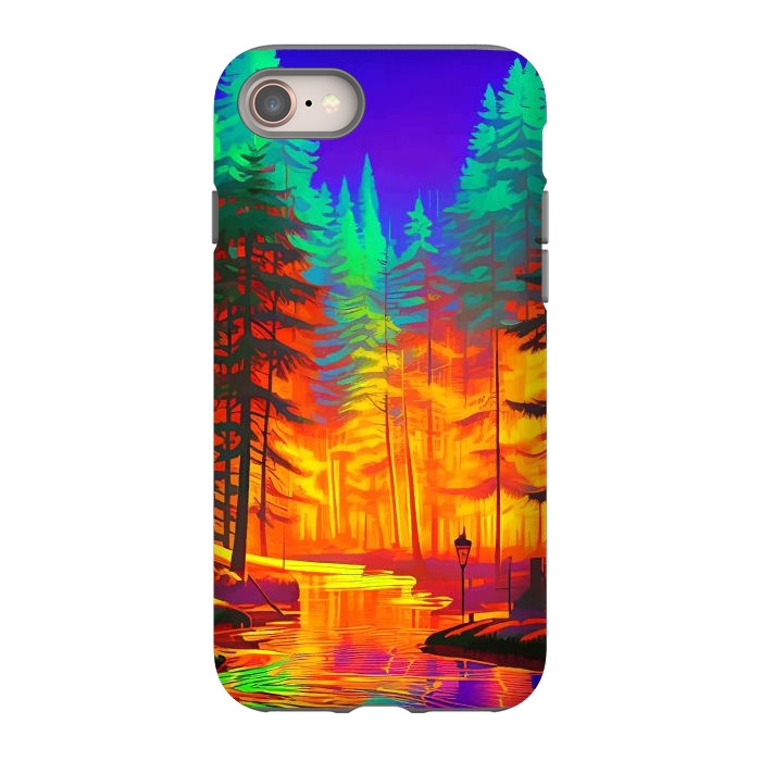 iPhone SE StrongFit The Neon Mirage, Forest Trees Nature, Eclectic Electric Pop Art, Colorful Bright Contemporary Modern by Uma Prabhakar Gokhale