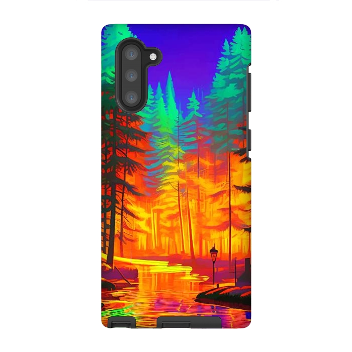Galaxy Note 10 StrongFit The Neon Mirage, Forest Trees Nature, Eclectic Electric Pop Art, Colorful Bright Contemporary Modern by Uma Prabhakar Gokhale
