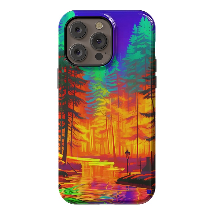 iPhone 14 Pro max StrongFit The Neon Mirage, Forest Trees Nature, Eclectic Electric Pop Art, Colorful Bright Contemporary Modern by Uma Prabhakar Gokhale