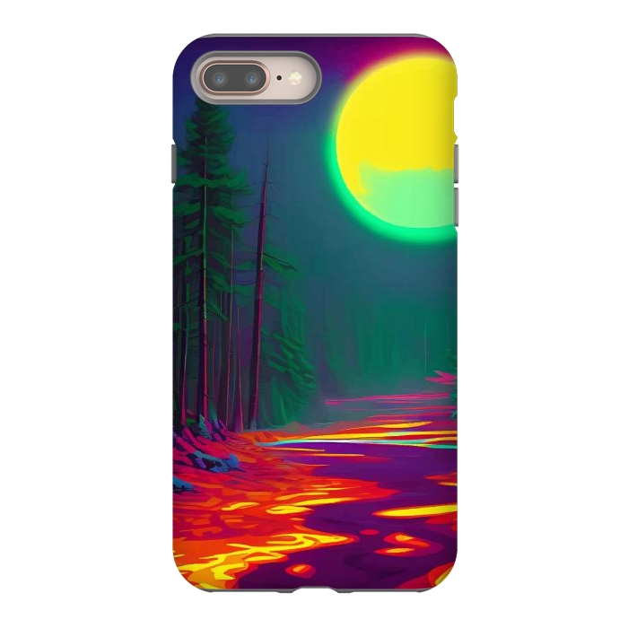 iPhone 8 plus StrongFit Neon Moon, Color Pop Art Glow Forest, Nature LandscapeAdventure, Travel Mystery Eclectic, Contemporary Digital Painting by Uma Prabhakar Gokhale
