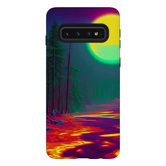 Galaxy S10 StrongFit Neon Moon, Color Pop Art Glow Forest, Nature LandscapeAdventure, Travel Mystery Eclectic, Contemporary Digital Painting by Uma Prabhakar Gokhale