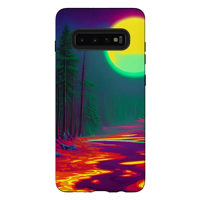 Galaxy S10 plus StrongFit Neon Moon, Color Pop Art Glow Forest, Nature LandscapeAdventure, Travel Mystery Eclectic, Contemporary Digital Painting by Uma Prabhakar Gokhale