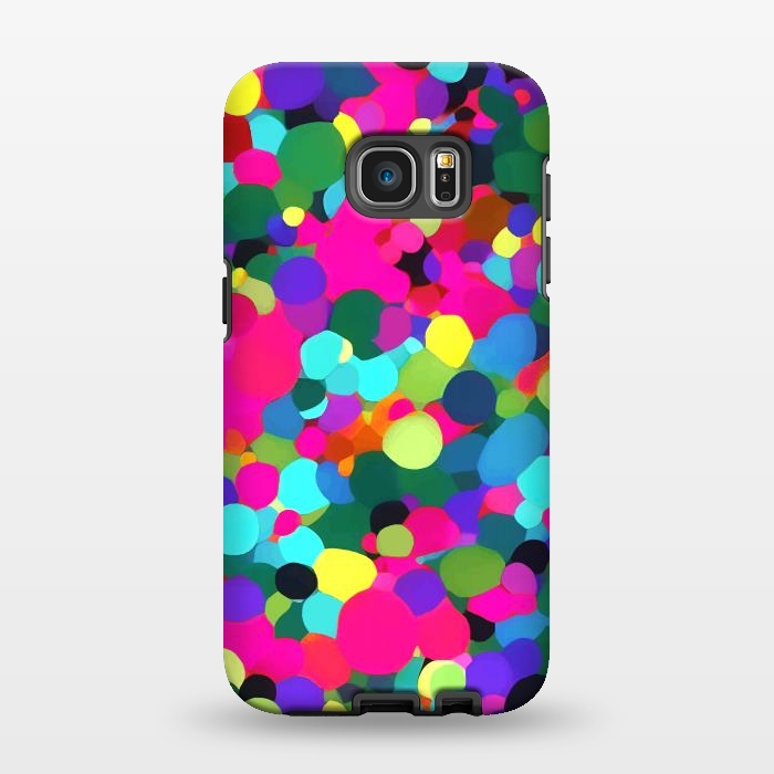 Galaxy S7 EDGE StrongFit A Mess of Colors, Eclectic Colorful Water Balloons, Fun Party Confetti Polka Dots Painting by Uma Prabhakar Gokhale